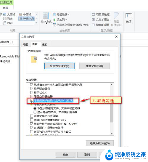 怎么把u盘隐藏的文件夹恢复可见 Win 10系统显示U盘隐藏文件的方法