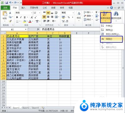 电脑表格如何排序 Excel表格如何按照字母顺序排序