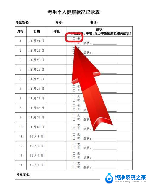 体温登记表健康状况怎么填 14天健康监测记录表填写方法