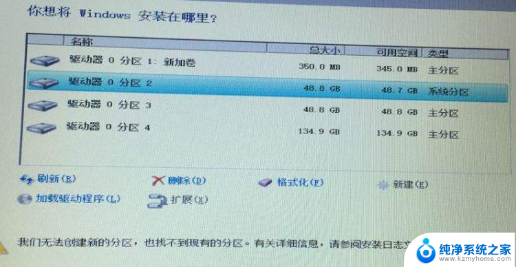 电脑安装系统显示无法创建新的分区 解决Win10系统安装无法创建新分区问题
