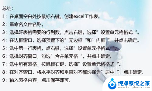 如何建表格在电脑桌面 Excel表格新建步骤详解